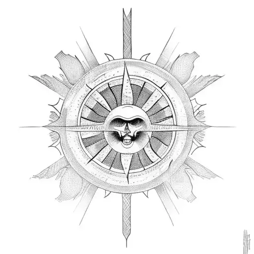 Gnostic cross sun background tattoo design idea