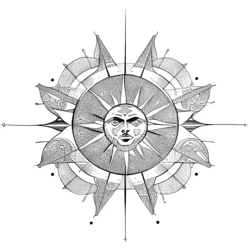 Gnostic cross sun background tattoo design idea