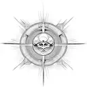 Gnostic cross sun background tattoo design idea