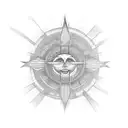 Gnostic cross sun background tattoo design idea