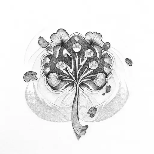 black and gold melting 3 leaf clovers  tattoo design idea