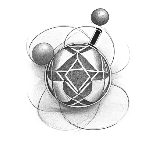 Abstract representation of a cigarette and snooker ball intertwined tattoo design idea