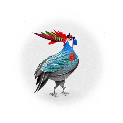 cartoon pheasant with shotgun  tattoo design idea