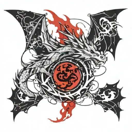 dragon breathing fire tattoo design idea