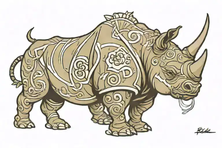 one horned rhino tattoo design idea