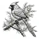 Cardinal on a tree branch tattoo design idea