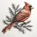 Cardinal on a tree branch tattoo design idea