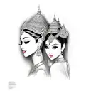 Thai laithai with pin-up ladyboy  tattoo design idea