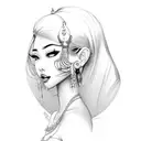 Thai laithai with pin-up ladyboy  tattoo design idea