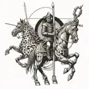 Image of Don Quixote and his mills tattoo design idea