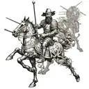 Image of Don Quixote and his mills tattoo design idea