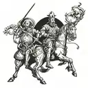 Image of Don Quixote and his mills tattoo design idea