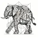 Elephant walking forward facing towards tattoo design idea
