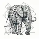 Elephant walking forward facing towards tattoo design idea