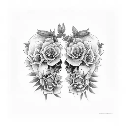 rose and honeysuckle with twin faces gemini  tattoo design idea