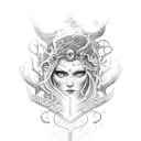 aquarius with cursed written in russian tattoo design idea