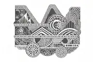 Arm band, play pause, negative space  tattoo design idea