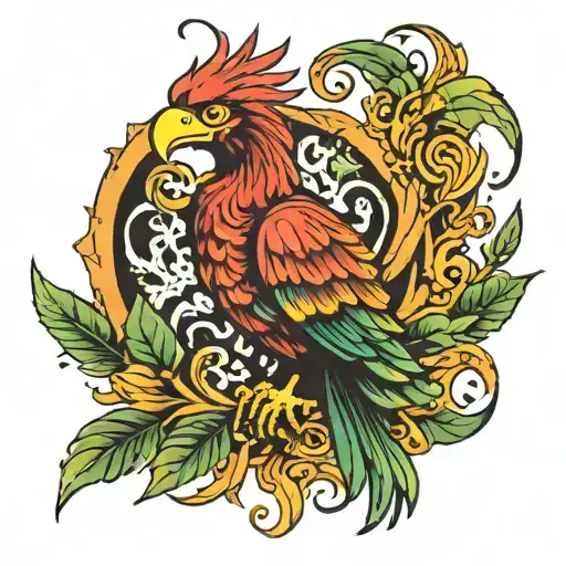 old school phoenix smoking weed tattoo design idea