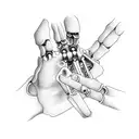 Mechanical skeleton hand holding a wrench tattoo design idea