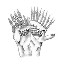 Mechanical skeleton hand holding a wrench tattoo design idea