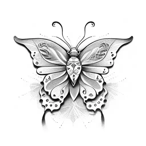 butterfly, cardinal and flower tattoo design idea