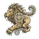  back bone tattoo that has in it a lion,viking symbol mean "create your own reality" , greek symbol  tattoo design idea