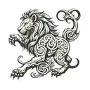  back bone tattoo that has in it a lion,viking symbol mean "create your own reality" , greek symbol  tattoo design idea