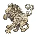  back bone tattoo that has in it a lion,viking symbol mean "create your own reality" , greek symbol  tattoo design idea