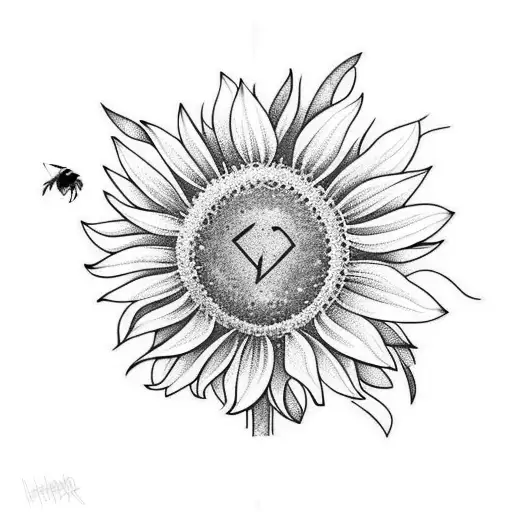 the name brodie, with a bumble bee and a sunflower tattoo design idea