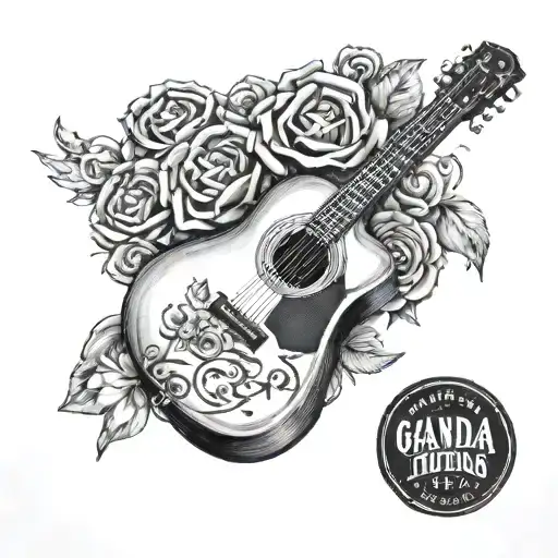 memory tattoo for grandpa with guitar  tattoo design idea