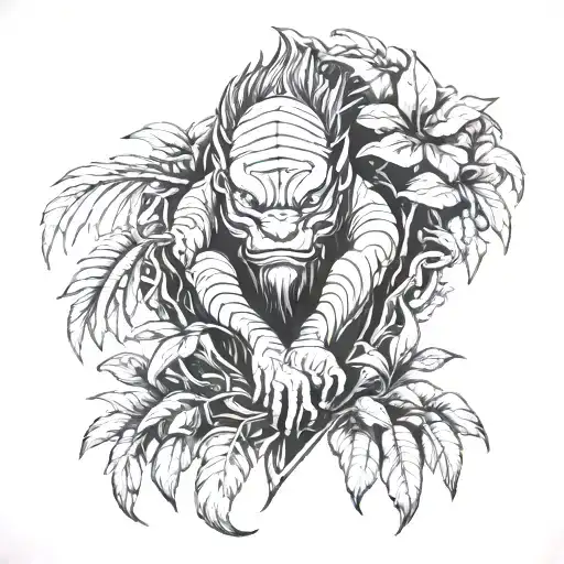 jungle with majin bu tattoo design idea