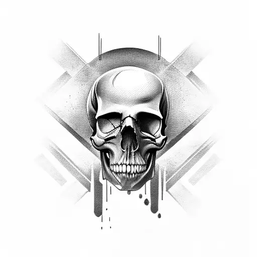 half skull no eyes or forehead barb wire arms reaching  tattoo design idea