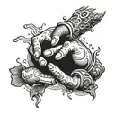 hand reaching for another hand underwater scene tattoo design idea