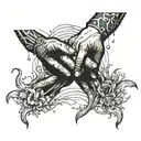 hand reaching for another hand underwater scene tattoo design idea