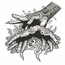 hand reaching for another hand underwater scene tattoo design idea