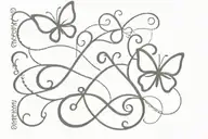 An infinity symbol with 5 hearts, with a butterfly  tattoo design idea