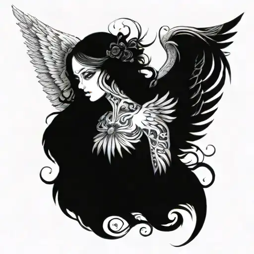 gothic seraphim angel symmetrical eyes everywhere tattoo design idea
