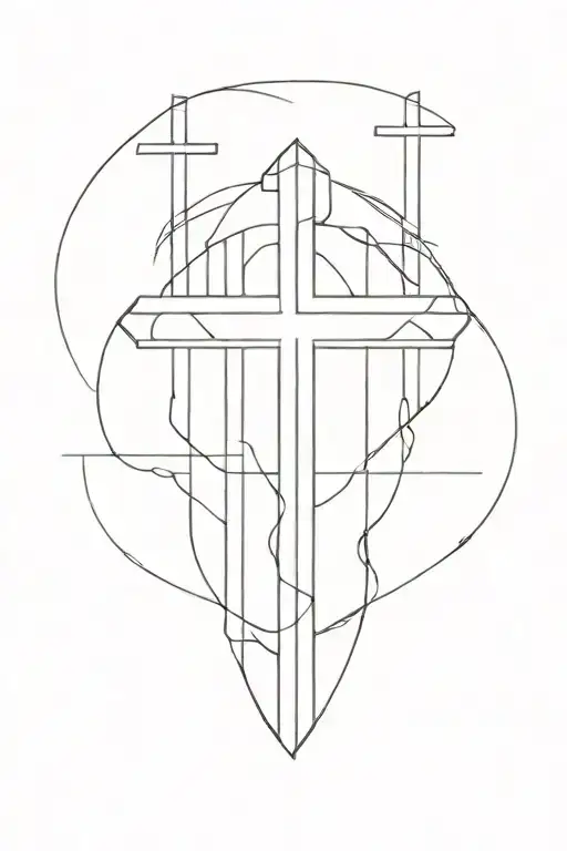 3 crosses and jesus crown made tattoo design idea