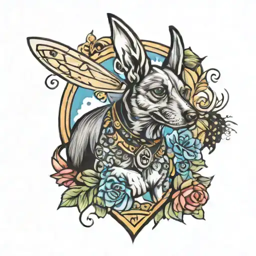 Cricket and dogs tattoo design idea
