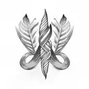 infinity feather with letters K and S tattoo design idea