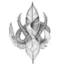 infinity feather with letters K and S tattoo design idea