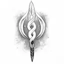 infinity feather with letters K and S tattoo design idea