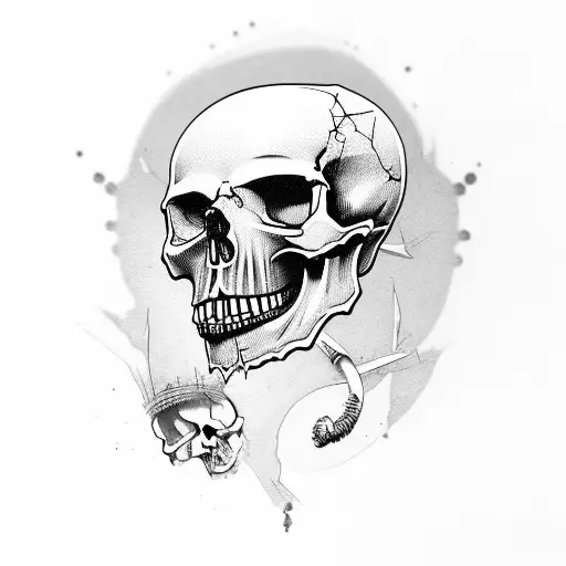 Skull with punk graffiti tattoo design idea