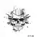 Skull with punk graffiti tattoo design idea