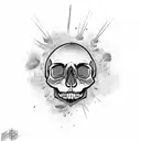 Skull with punk graffiti tattoo design idea