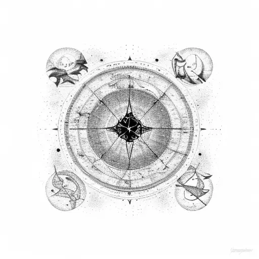 A celestial map of the night sky with constellations representing the client's zodiac sign tattoo design idea