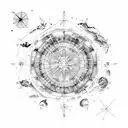 A celestial map of the night sky with constellations representing the client's zodiac sign tattoo design idea