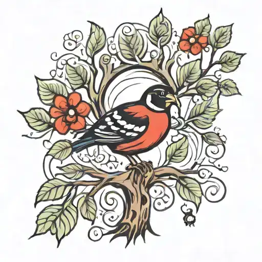 tree, ladybug, turkey tattoo design idea