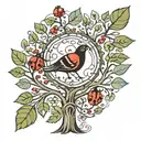 tree, ladybug, turkey tattoo design idea