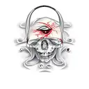 Dead fortune with blindfolded eyes tattoo design idea